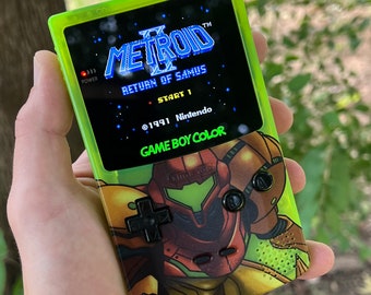 Custom Backlit Nintendo Gameboy Color IPS XL "Artist Series" - Samus by 8bitAesthetics & Kiki Stardust