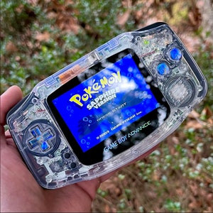 Custom IPS  Backlit Nintendo Gameboy Advance Mirror Clear/Midnight Opal by 8bitAesthetics