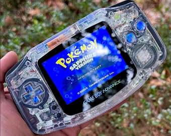 Custom IPS  Backlit Nintendo Gameboy Advance Mirror Clear/Midnight Opal by 8bitAesthetics