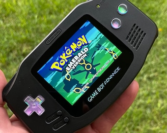 Custom IPS V3 Backlit Nintendo Gameboy Advance Solid Black/Opal by 8bitAesthetics