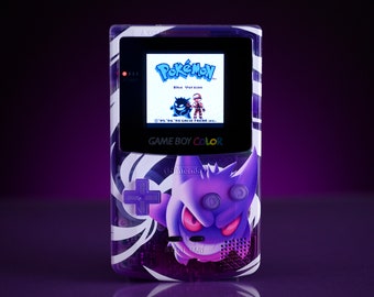 Custom Backlit Nintendo Gameboy Color "Artist Series" - Gengar by 8bitAesthetics & Jackie's Gaming Art