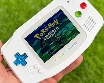 Custom IPS V3 Backlit Nintendo Gameboy Advance Solid White w/PKMN buttons by 8bitAesthetics