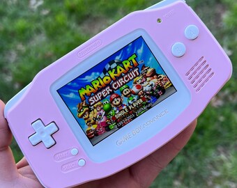 Custom IPS V3 Backlit Nintendo Gameboy Advance Solid Pink/White by 8bitAesthetics