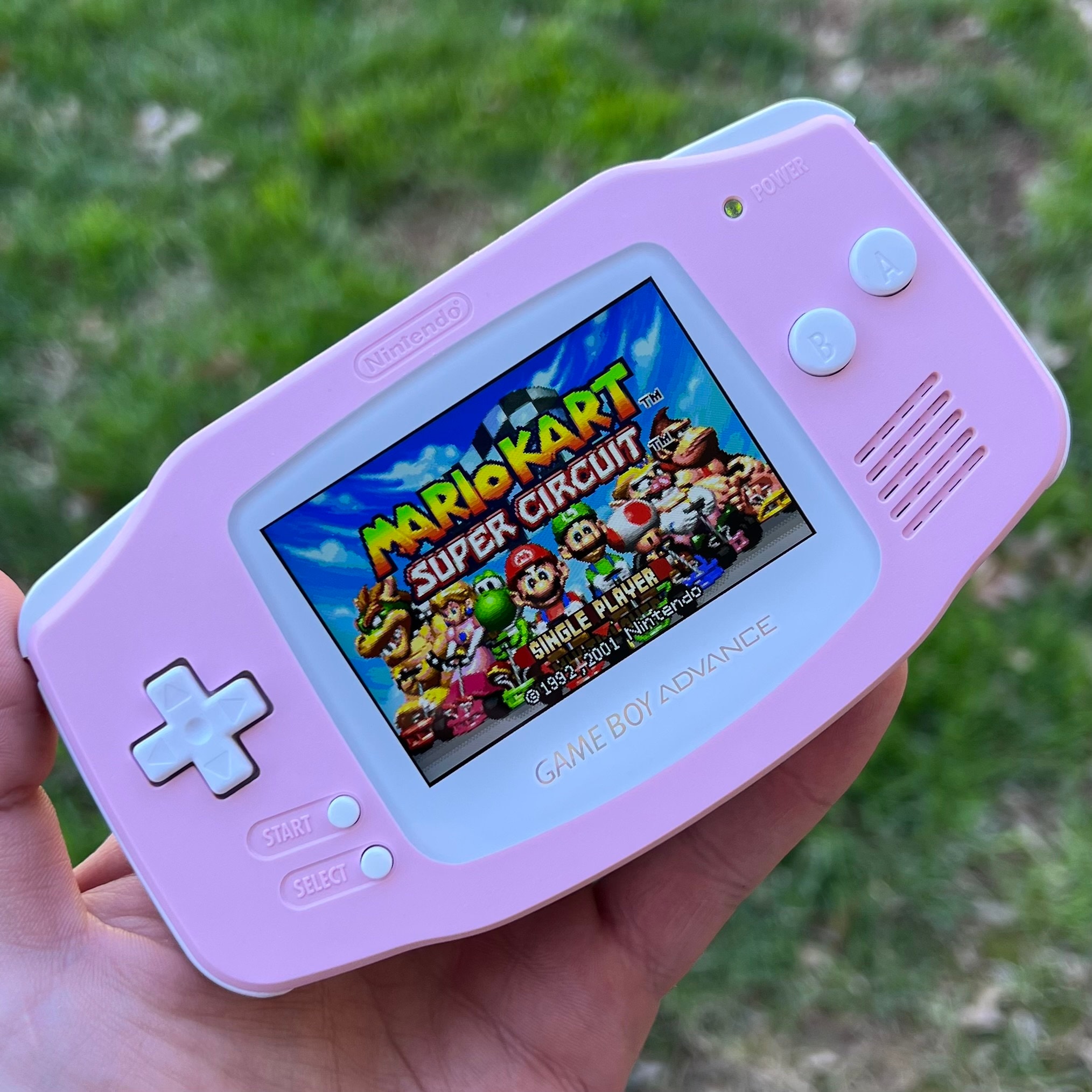 Custom IPS V3 Backlit Nintendo Gameboy Advance Solid Pink/White by  8bitAesthetics