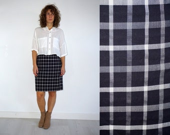 90's women's plaid black pencil skirt