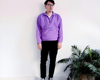 Lila 90er Windjacke mit langem Reißverschluss