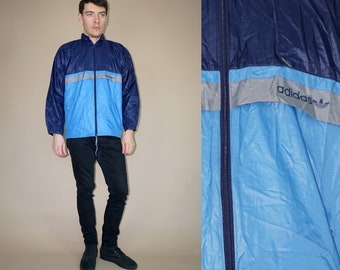 Men's blue ADIDAS rain coat/ windbreaker jacket