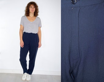 90's women's nawy blue high waisted pleated pants