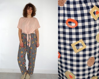 Pantalon à carreaux rétro vintage des années 90 pour femmes