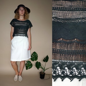 Vintage women&#39;s black lace top