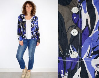 Retro women's floral purple blazer jacket