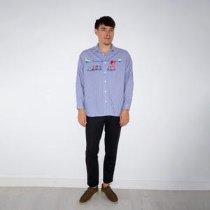 80er vintage Ringelshirt mit Enten-Stickerei