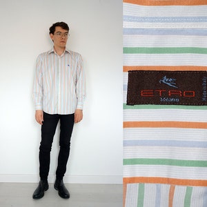 ETRO 90&#39;s men&#39;s striped dress shirt