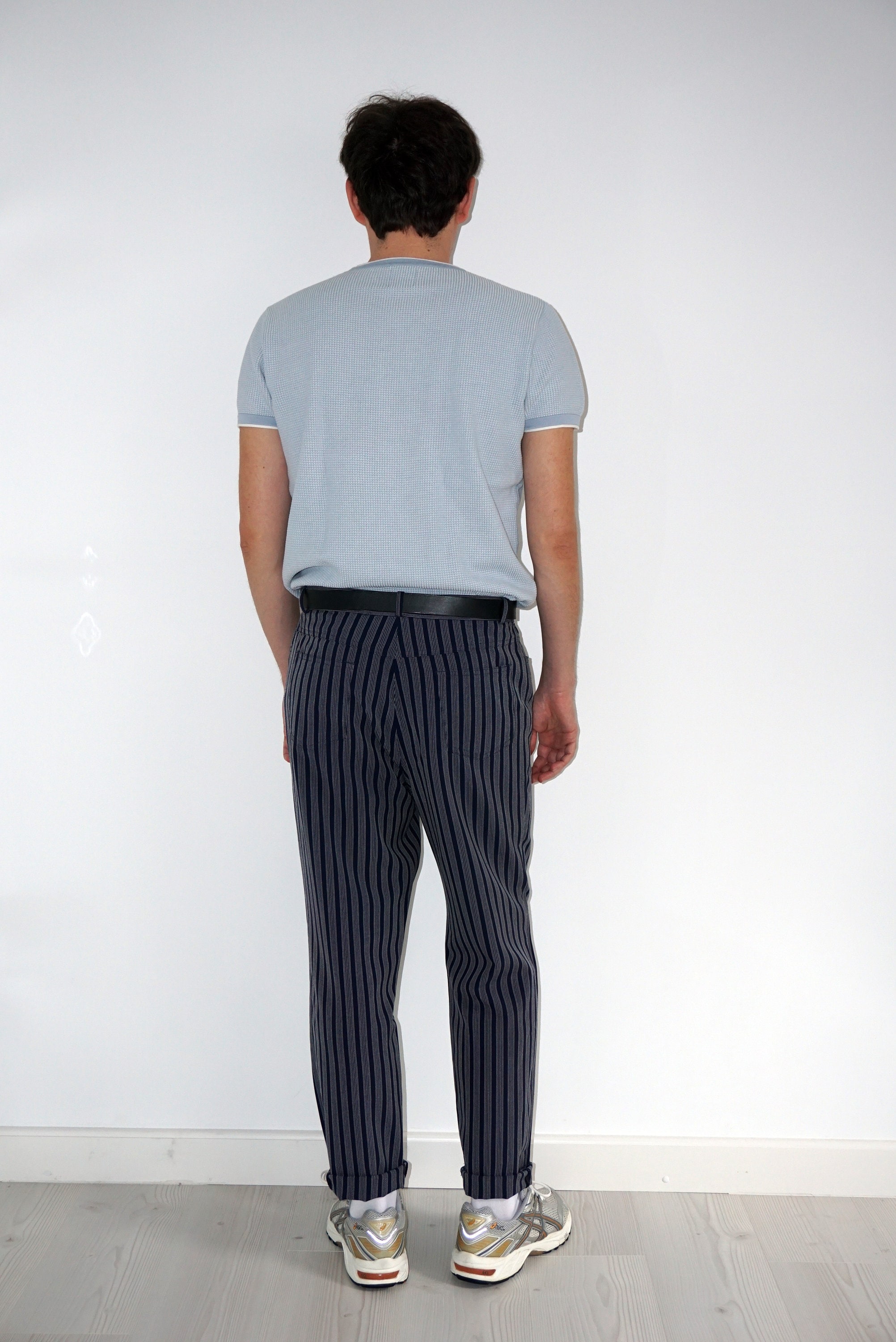 90's Vintage Unisex Blue Striped Trousers - Etsy