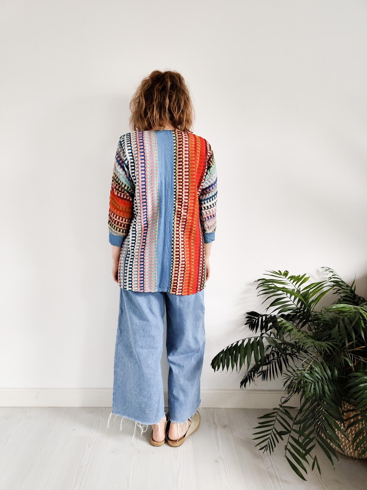 90's Machine Knitted Multi Color Cardigan - Etsy