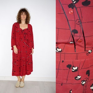 90&#39;s vintage burgundy floral three piece costume