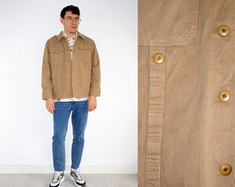90's vintage men's beige overshirt jacket