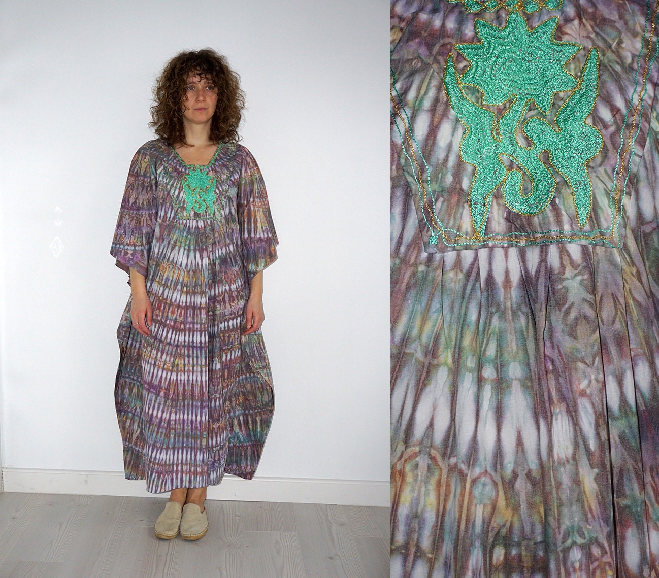 90's Tie Dye Size African Batwing Caftan Dress - Etsy