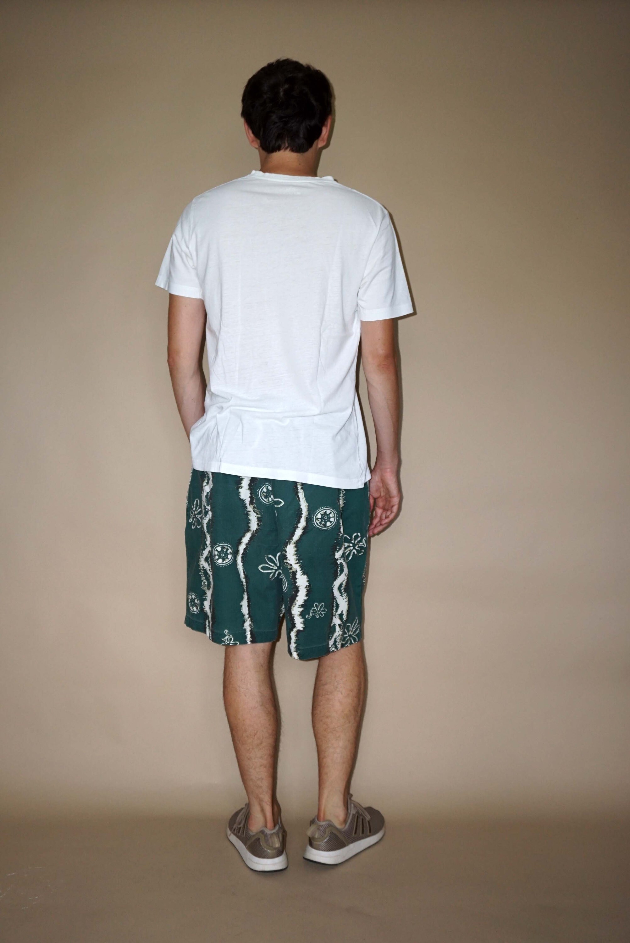 80's Vintage Men's Boho Green Patterned Cotton Shorts Etsy