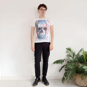 Retro Philipp Plein white scull T-shirt for men