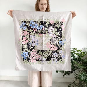 Vintage purple silk floral scarf