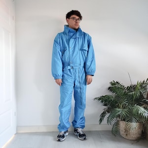 90&#39;s blue one piece winter ski suit/ ski costume/ snowboard overall