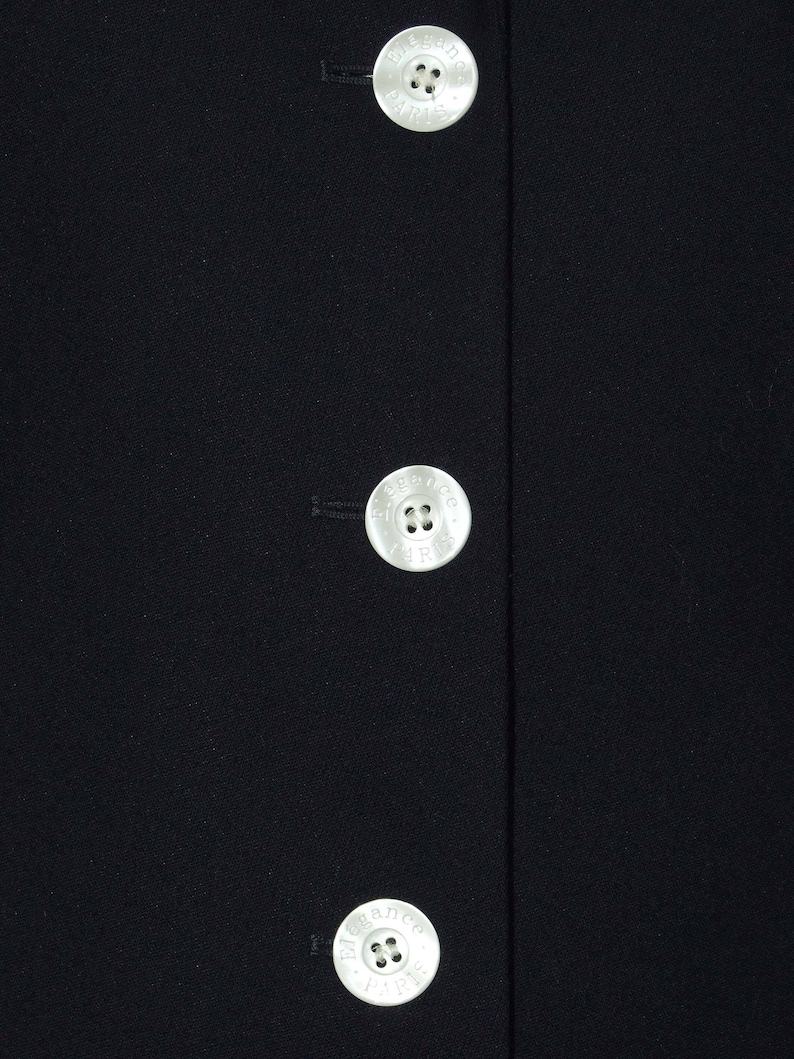 80/'s vintage women/'s dark blue minimal chic Elegance Paris blazer