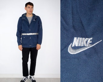 Blauwe vintage jaren 90 Nike-parkajas voor heren