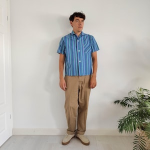 90&#39;s vertical striped men&#39;s shirt