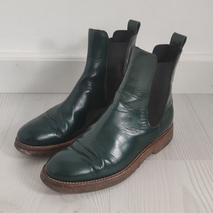 Retro MARNI Green Patent Leather Chelsea Boots EU 37.5