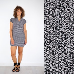 90&#39;s vintage black floral mini dress