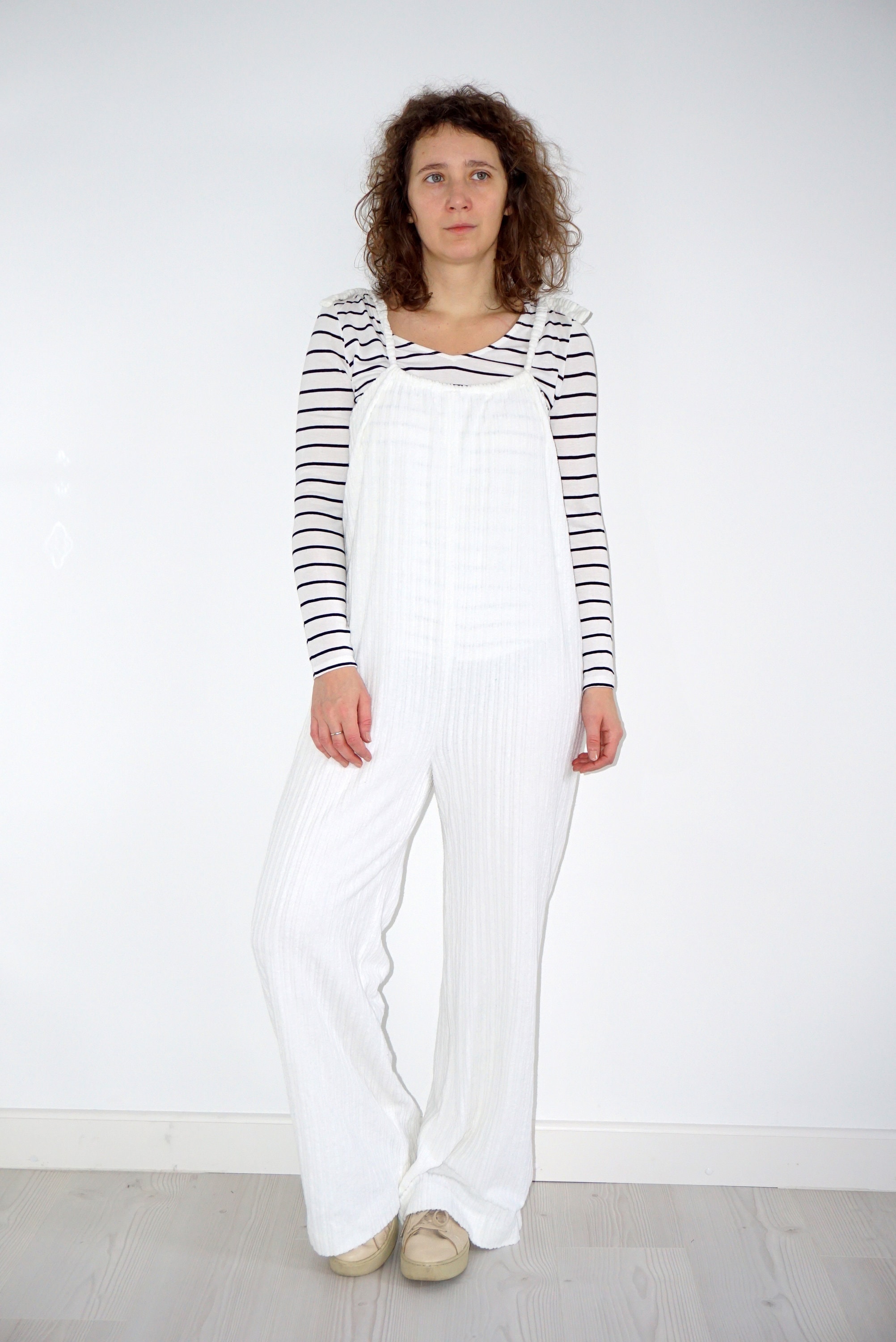 90's Vintage White Stripe Terxtured Terry Overall Pants - Etsy