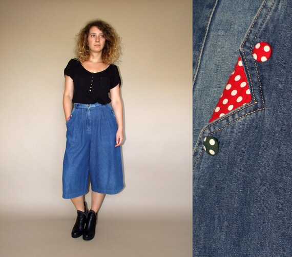 70's vintage women's wide leg high waisted denim p