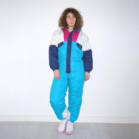 Combinaison De Ski Vintage Descente Femme - Multicolore Colorblock - Taille US10 - Excellent État