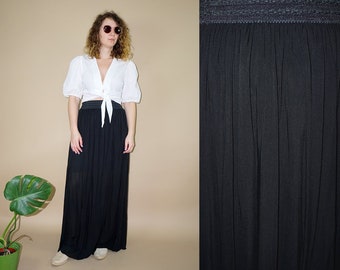 Vintage Women's Black Maxi Skirt