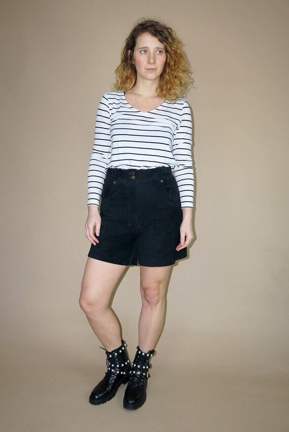 80s short blk real leather bomber jacket