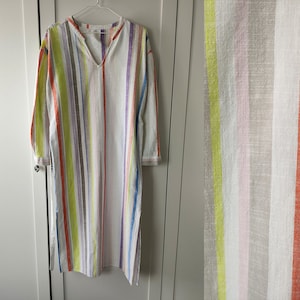 Retro striped long sleeve dress