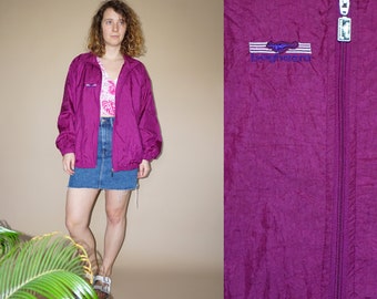 Chaqueta deportiva cortavientos morada vintage de mujer de los años 80