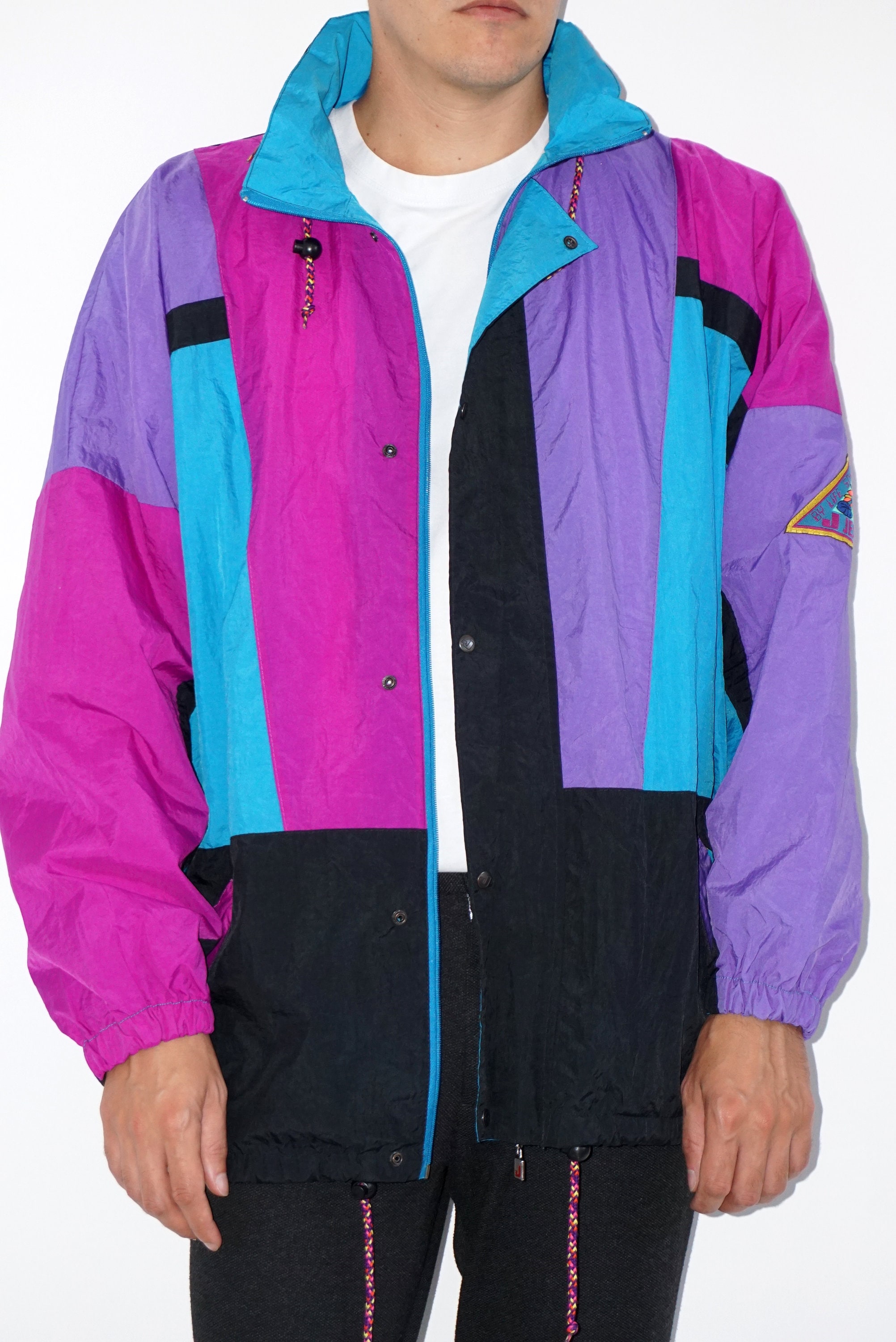 80's Vintage Gender Neutral Color Block Windbreaker Jacket - Etsy