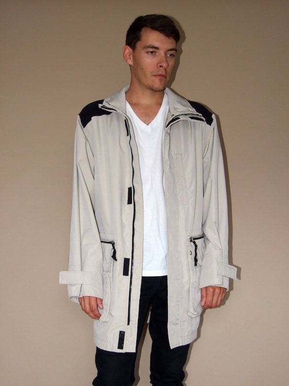 90's vintageArmani Jeans men's beige-black coat/j… - image 2