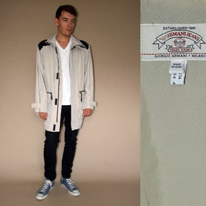 90's vintageArmani Jeans men's beige-black coat/jacket