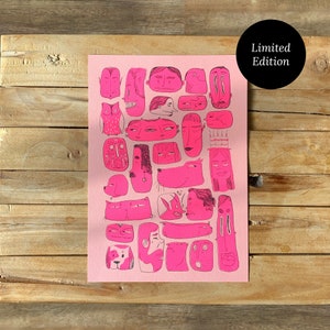 Impressão de rostos A4 rosa | Riso Impresso, Edição Limitada