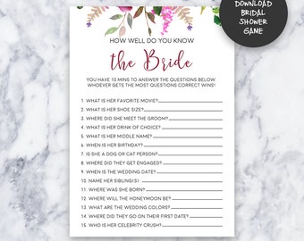 How Well Do You Know the Bride Game Bridal Shower Game | Etsy