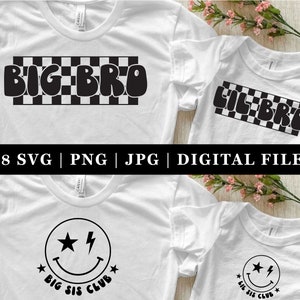 Big Bro - Big Sis - SVG PNG - A cuadros - Camisa de hermana mayor - Anuncio de hermana mayor - Camisas de hermanos - Descarga digital