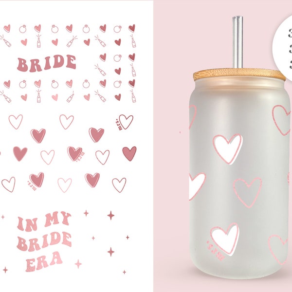 In My Bride Era, Engagement, Bride Wrap Bundle for Libbey Glass 20oz, digital download - Cut File - Silhouette - Cricut - Digital Download