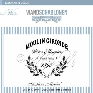 Schablone Moulin Vintage Style Typographie Bild 1