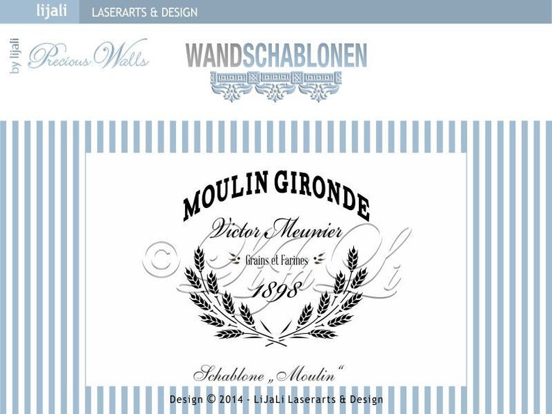 Schablone Moulin Vintage Style Typographie Bild 1