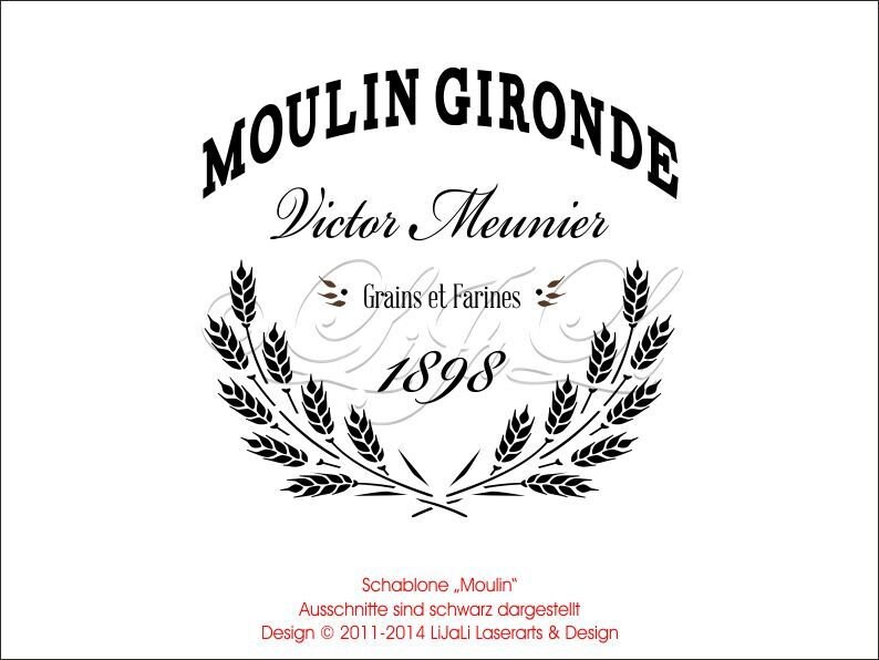 Schablone Moulin Vintage Style Typographie Bild 2