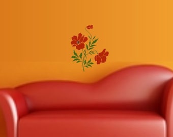 Wall Stencil-"Poppy"-poppy with blossoms