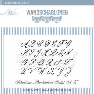 Wall template - letters &quot;Script&quot; A - Z approx. 50 mm